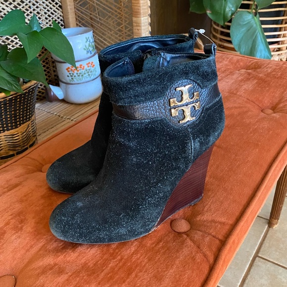 Tory Burch Suede Wedge Ankle Boots - Picture 4 of 15